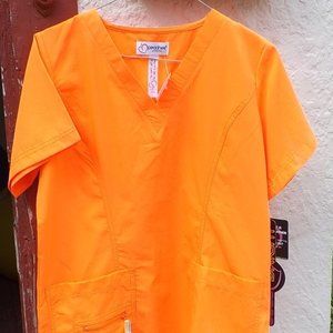NWT Neon Orange Scrubs Top